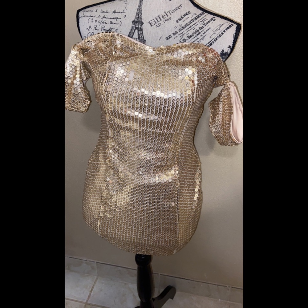 Gold mini dress